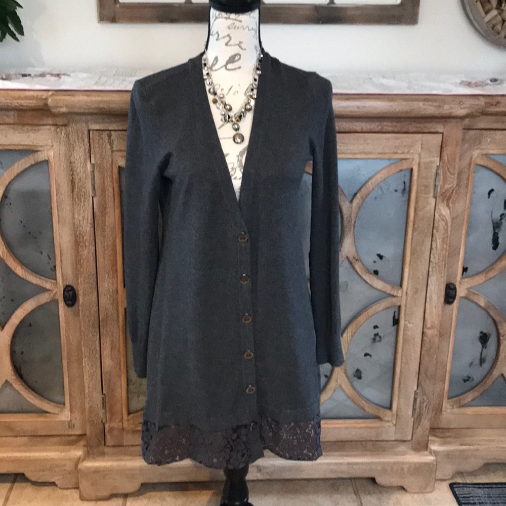 Soft Surroundings Sweater with Lace Trim